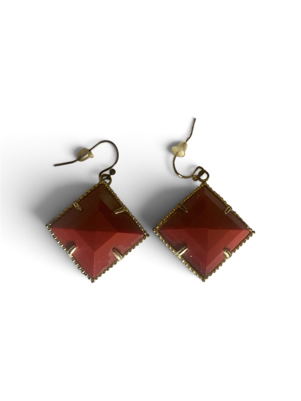Kendra Scott Deep Red Faceted Square Drop Earrings